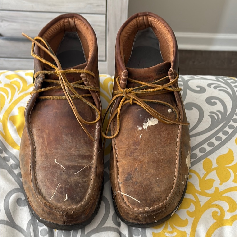 Men's Brown Leather work boots steel toe
